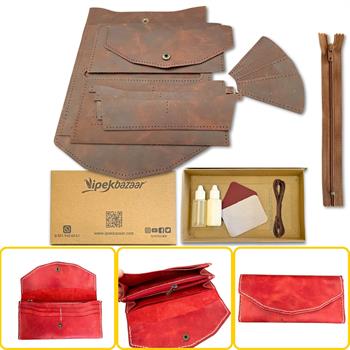 ISTANBUL Fermuarlı Kadın Cüzdan, Hakiki Deri Cüzdan Kartlık Kendin Yap Seti