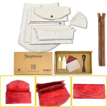 ISTANBUL Fermuarlı Kadın Cüzdan, Hakiki Deri Cüzdan Kartlık Kendin Yap Seti