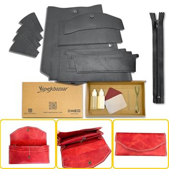 ISTANBUL Fermuarlı Kadın Cüzdan, Hakiki Deri Cüzdan Kartlık Kendin Yap Seti