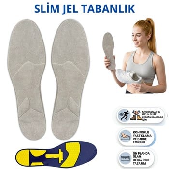 Jel Spor Tabanlık, Darbe Emici Konforlu Rahat Slim Ayakkabı Tabanlığı