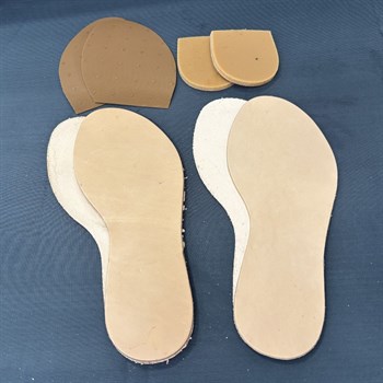 Kadın Bodrum Sandalet Taban Seti Kösele Alt & Deri İç Taban, Pençe ve Ökçe Dahil DIY Set