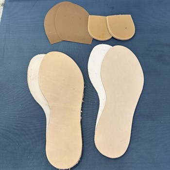 Kadın Bodrum Sandalet Taban Seti Kösele Alt & Deri İç Taban, Pençe ve Ökçe Dahil DIY Set