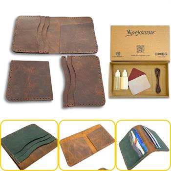 Koza Pro 6 Kartlı Hakiki Deri Cüzdan Kendin Yap Seti