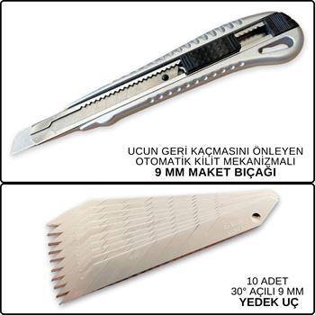 Lacco Maket Bıçağı 9 mm + 10 Adet Yedek Uç