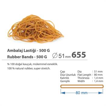 Lacco 655 Kauçuk Paket Lastiği 500 Gr, Midi-Orta Boy
