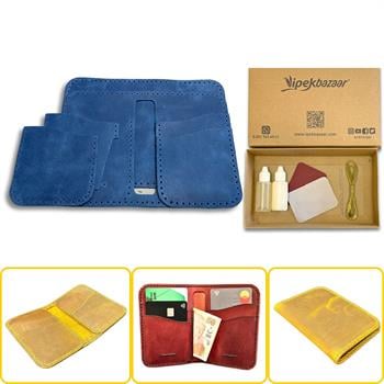Lidya Dikey Deri Cüzdan & Kartlık Kendin Yap Seti, Diy Parça Deri Hobi Kit