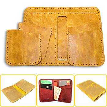 Lidya Dikey Deri Cüzdan & Kartlık Kendin Yap Seti, Diy Parça Deri Hobi Kit