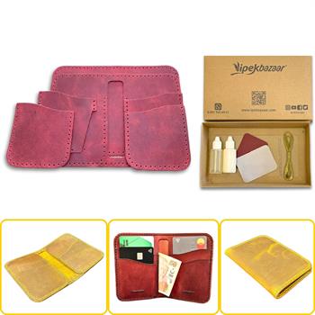 Lidya Dikey Deri Cüzdan & Kartlık Kendin Yap Seti, Diy Parça Deri Hobi Kit