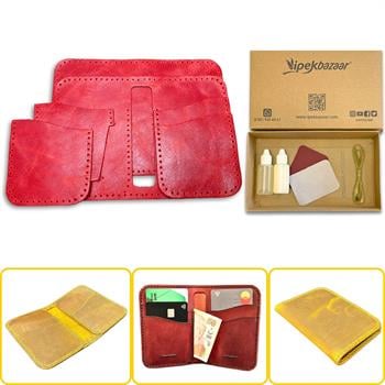 Lidya Dikey Deri Cüzdan & Kartlık Kendin Yap Seti, Diy Parça Deri Hobi Kit