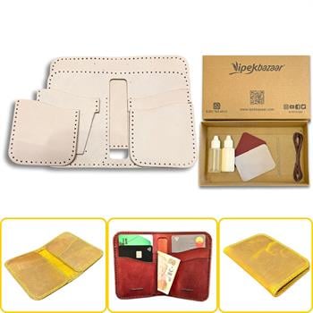 Lidya Dikey Deri Cüzdan & Kartlık Kendin Yap Seti, Diy Parça Deri Hobi Kit