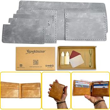 MERİÇ Yatay Baba Cüzdan, Hakiki Deri Erkek Cüzdan Kendin Yap Seti
