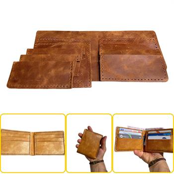 MERİÇ Yatay Baba Cüzdan, Hakiki Deri Erkek Cüzdan Kendin Yap Seti