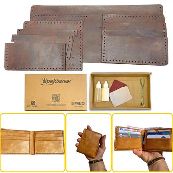 MERİÇ Yatay Baba Cüzdan, Hakiki Deri Erkek Cüzdan Kendin Yap Seti