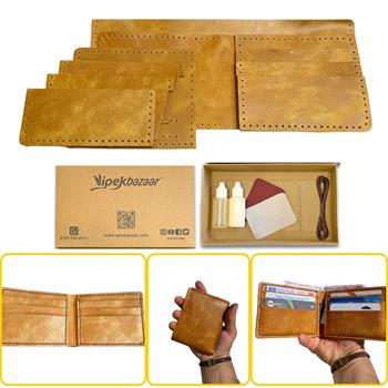 MERİÇ Yatay Baba Cüzdan, Hakiki Deri Erkek Cüzdan Kendin Yap Seti