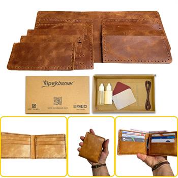 MERİÇ Yatay Baba Cüzdan, Hakiki Deri Erkek Cüzdan Kendin Yap Seti