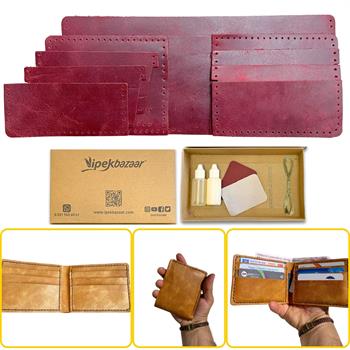 MERİÇ Yatay Baba Cüzdan, Hakiki Deri Erkek Cüzdan Kendin Yap Seti