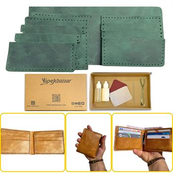 MERİÇ Yatay Baba Cüzdan, Hakiki Deri Erkek Cüzdan Kendin Yap Seti