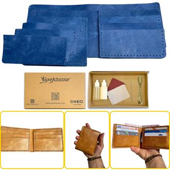 MERİÇ Yatay Baba Cüzdan, Hakiki Deri Erkek Cüzdan Kendin Yap Seti