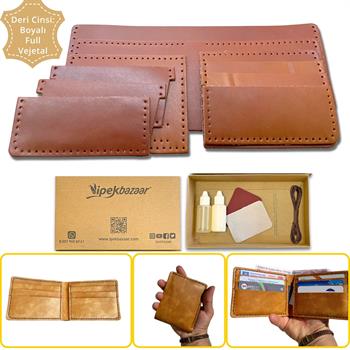 MERİÇ Yatay Baba Cüzdan, Hakiki Deri Erkek Cüzdan Kendin Yap Seti