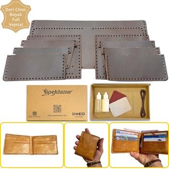 MERİÇ Yatay Baba Cüzdan, Hakiki Deri Erkek Cüzdan Kendin Yap Seti
