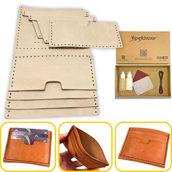 Nil 6lı Kartlık Hakiki Deri Cüzdan Kendin Yap Seti, Diy Parça Deri Hobi Kit