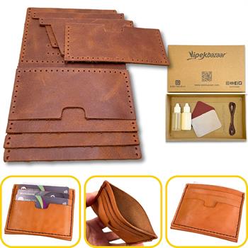 Nil 6lı Kartlık Hakiki Deri Cüzdan Kendin Yap Seti, Diy Parça Deri Hobi Kit