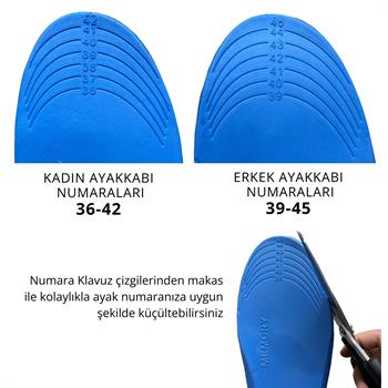Ortopedik Memory Foam Tabanlık, Konfor & Rahat Ark Takviyeli, Şok Emici Ayakkabı Tabanı, Siyah