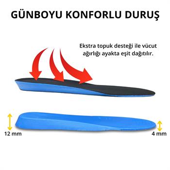 Ortopedik Memory Foam Tabanlık, Konfor & Rahat Ark Takviyeli, Şok Emici Ayakkabı Tabanı, Siyah