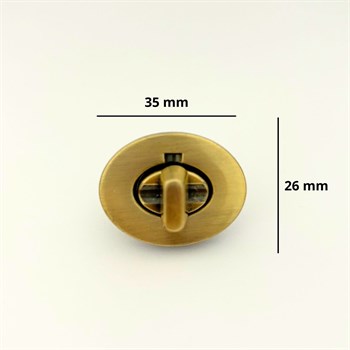 Oval Antik Metal Çanta Kilidi 26x35mm, Çanta Aksesuarı 1 Adet