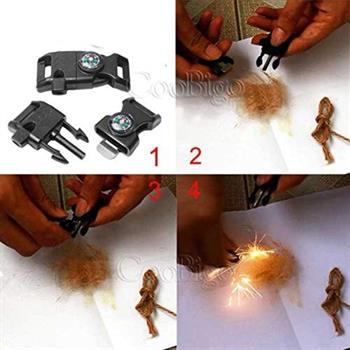 Paracord Bileklik İçin Pusulalı Klips, Ateş Başlatıcılı, Düdüklü, 1 Adet, TURUNCU