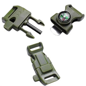 Paracord Bileklik İçin Pusulalı Klips, Ateş Başlatıcılı, Düdüklü, 1 Adet, TURUNCU