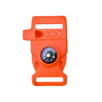 Paracord Bileklik İçin Pusulalı Klips, Ateş Başlatıcılı, Düdüklü, 1 Adet, TURUNCU