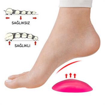 Pembe Jel Ark Desteği, Düz Tabanlık Önleyici İçe Basma Tabanlık, Yapışkanlı Silikon Ped, 1 Çift