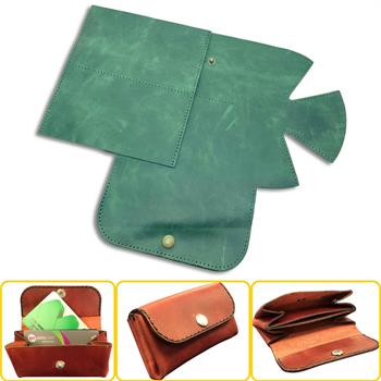 Perge Mini Körüklü Deri Kadın Cüzdan & Kartlık Kendin Yap Seti, Diy Parça Deri Hobi Kit