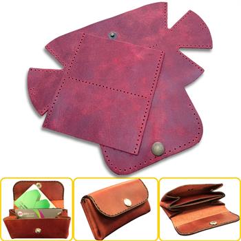 Perge Mini Körüklü Deri Kadın Cüzdan & Kartlık Kendin Yap Seti, Diy Parça Deri Hobi Kit