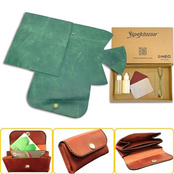 Perge Mini Körüklü Deri Kadın Cüzdan & Kartlık Kendin Yap Seti, Diy Parça Deri Hobi Kit