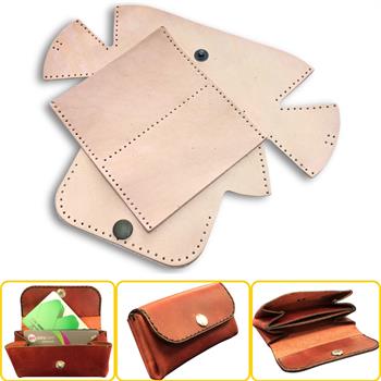 Perge Mini Körüklü Deri Kadın Cüzdan & Kartlık Kendin Yap Seti, Diy Parça Deri Hobi Kit