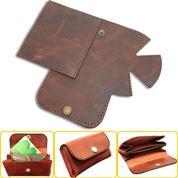 Perge Mini Körüklü Deri Kadın Cüzdan & Kartlık Kendin Yap Seti, Diy Parça Deri Hobi Kit