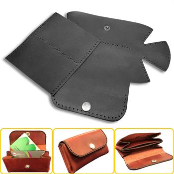 Perge Mini Körüklü Deri Kadın Cüzdan & Kartlık Kendin Yap Seti, Diy Parça Deri Hobi Kit