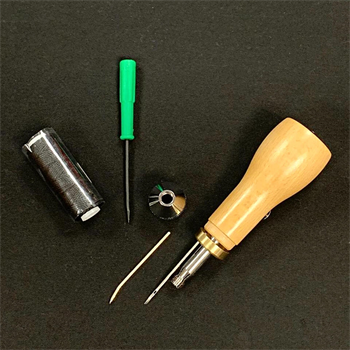 Pratik Hobi Deri Dikiş Seti Ahşap Saplı Makaralı Dikiş İğnesi 6 Parça