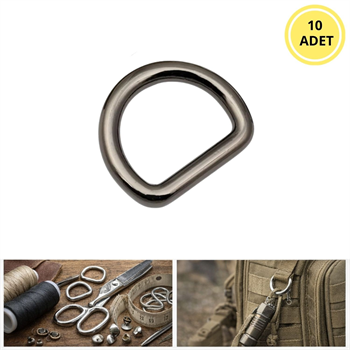 Premium D Halka, KoyuNikel-10 Adet, Metal Çanta Halkası, Deri Hobi Aksesuar 