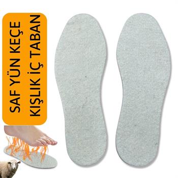 Saf Yün Keçe Tabanlık, Kışlık Bot Ayakkabı Tabanı 9 mm, 1 Çift