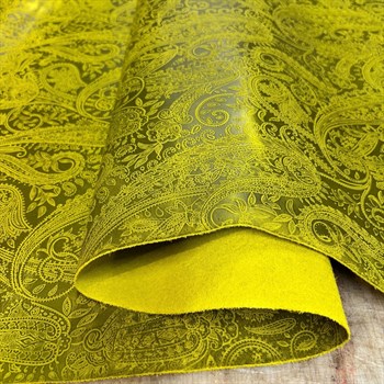 Şal Baskı Desenli Limon Crazy Deri -1.6 mm, Deri Hobi Uğraşı İçin Hakiki Parça Deri 
