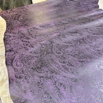 Şal Baskı Desenli Mor Crazy Deri -1.6 mm, Deri Hobi Uğraşı İçin Hakiki Parça Deri 