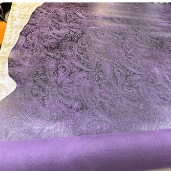 Şal Baskı Desenli Mor Crazy Deri -1.6 mm, Deri Hobi Uğraşı İçin Hakiki Parça Deri 