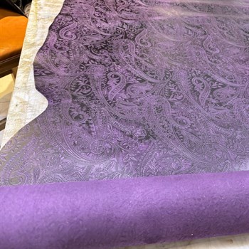 Şal Baskı Desenli Mor Crazy Deri -1.6 mm, Deri Hobi Uğraşı İçin Hakiki Parça Deri 