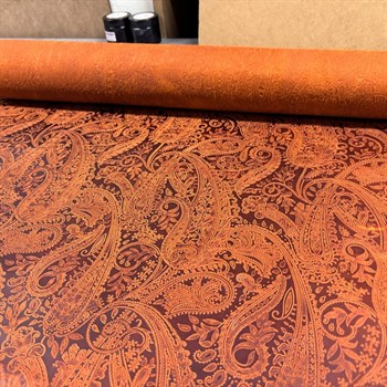 Şal Baskı Desenli Orange Crazy Deri -1.6 mm, Deri Hobi Uğraşı İçin Hakiki Parça Deri 