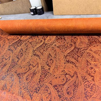 Şal Baskı Desenli Orange Crazy Deri -1.6 mm, Deri Hobi Uğraşı İçin Hakiki Parça Deri 