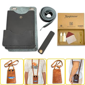 Salda Askılı Mini Çanta, Hakiki Deri Telefon Kılıflı Kartlıklı Cüzdan Tipi Çanta