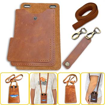 Salda Askılı Mini Çanta, Hakiki Deri Telefon Kılıflı Kartlıklı Cüzdan Tipi Çanta